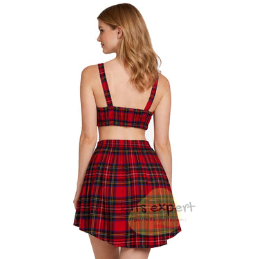 Women’s Royal Stewart Modern Tartan Two-Piece Set | Crop Top & High-Low Skirt - Available In Various Tartans Kilt Experts