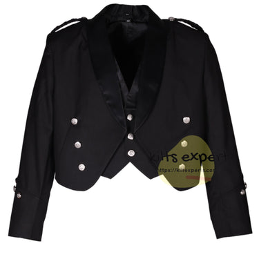 Brian Boru Irish Kilt Jacket – Black Vacuna Wool Prince Charlie Style Formal Scottish Highland Wear - Kilt Experts