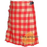 Buffalo Cream/Red Tartan Traditional 8 And 5 Yards Kilt - Kilt Experts