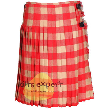 Buffalo Cream/Red Tartan Traditional 8 And 5 Yards Kilt - Kilt Experts