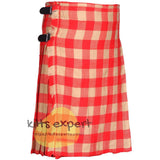 Buffalo Cream/Red Tartan Traditional 8 And 5 Yards Kilt - Kilt Experts
