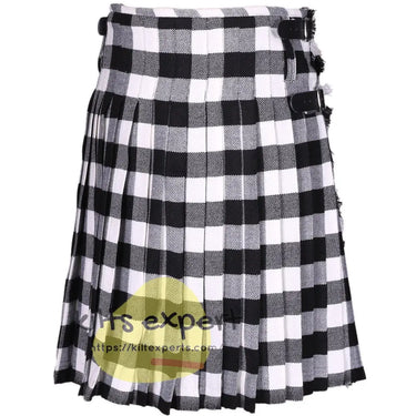 Buffalo White/Black Tartan Traditional 8 And 5 Yards Kilt - Kilt Experts