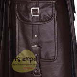 Chocolate Brown Gothic Cowhide Leather Kilt – Utility Kilt with Pockets & Chains - Kilt Experts