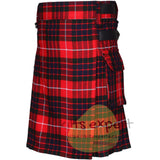 Fraser Red Modern Tartan Leather Straps Utility Kilt (Available In Many Tartans) - Kilt Experts