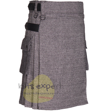 Grey Tweed Wool Kilt Outfit for Men - Kilt Experts