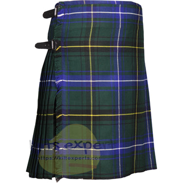 Henderson Ancient tartan kilt - front view with leather straps - Kilt Experts