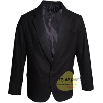 Men’s Black Wool Blend Blazer Jacket – Double Button Closure Formal Tailored Suit Coat with Polyester Lining, 3 - Button Cuff Design - Kilt Experts