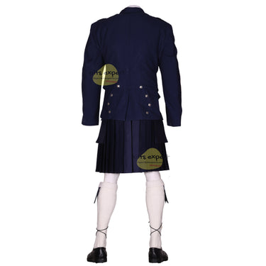 Navy Blue Leather Straps Utility Kilt Outfit - Complete 7 - Piece Set for Active Men - Kilt Experts