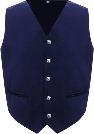 Scottish Royal Blue Argyll Kilt Jacket With Vest 15 Oz Finest Barathea Wool Fabric With Vest Gauntlet Style Cuffs - Kilt Experts