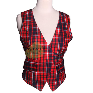 Women Linen Tartan Belt Vest | Cameron of Lochiel Modern | Adjustable Scottish Waistcoat | Multiple Tartan Options - Kilt Experts