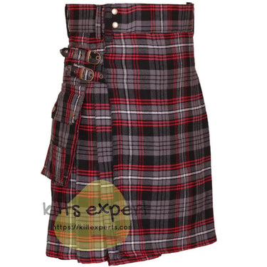 Auld Lang Syne Grey Tartan Acrylic Wool Heavy 16Oz Utility Kilt - Kilt Experts