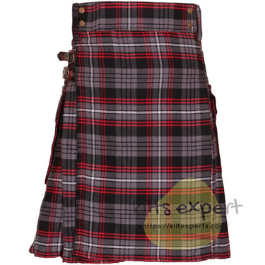 Auld Lang Syne Grey Tartan Acrylic Wool Heavy 16Oz Utility Kilt - Kilt Experts