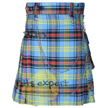 Bell Of Borders Tartan 16OZ Stud Kilt With Detachable Chain & Pockets Kilt Experts