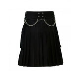 Black Fashionable Utility Kilt With Chains Kilt Experts