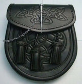 Black Leather Celtic Pin Sporran Kilt Experts