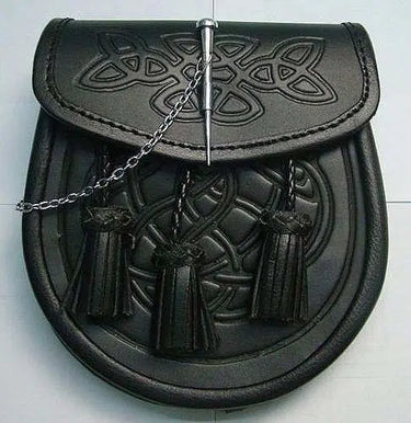 Black Leather Celtic Pin Sporran Kilt Experts