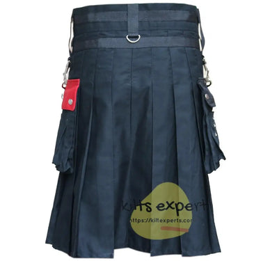 Black & Red Fashionable Kilt With Detachable Chain Kilt Experts