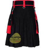Black & Red Fashionable Utility Kilts For Men Kilt Experts