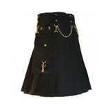 Black Utility Modern Kilt With Chains For Men Kilt Experts