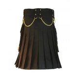 Black Utility Modern Kilt With Chains For Men Kilt Experts