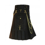 Black Utility Modern Kilt With Chains For Men Kilt Experts