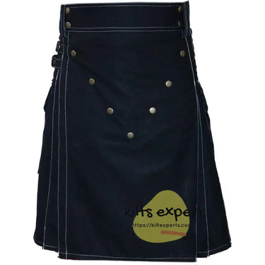 Black V Style Utility Kilt For Men Kilt Experts