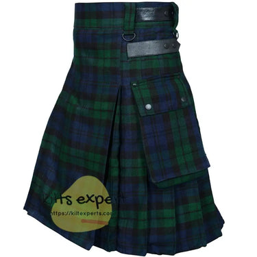 Black Watch 16Oz Leather Straps Utility Kilt Kilt Experts