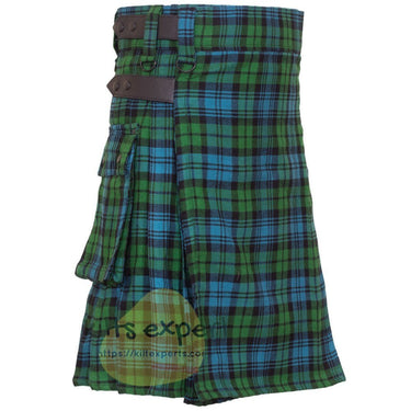 Black Watch Ancient Leather Straps Utility Kilt - Kilt Experts