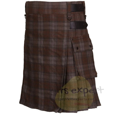 Black Watch Weathered Leather Straps Utility Kilt - Kilt Experts