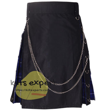Black Wedding Hybird Kilt With Detachable Chain - Kilt Experts