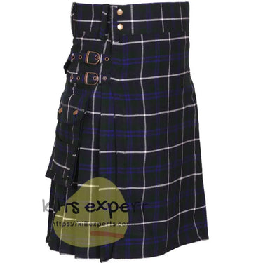 Blue Douglas Tartan Acrylic Wool Heavy 16Oz Utility Kilt - Kilt Experts