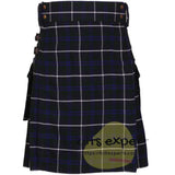 Blue Douglas Tartan Acrylic Wool Heavy 16Oz Utility Kilt - Kilt Experts