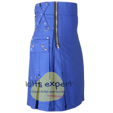 Blue Gothic Zipper Utility Kilt Kilt Experts