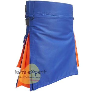 Blue & Orange Two Tone Hybird Kilt Kilt Experts