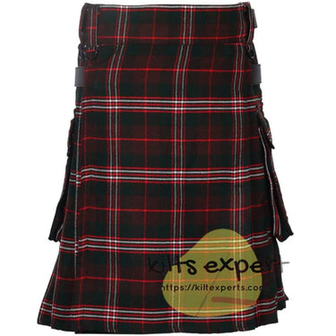 Brown Scott Tartan Leather Straps Utility Kilt (Available In Many Tartans) - Kilt Experts