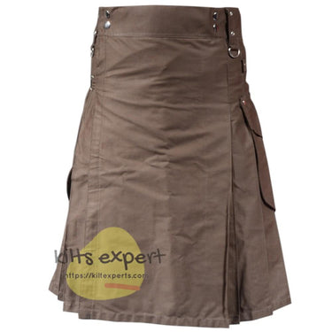 Chocolate Brown Cargo Utility Kilt For Active Men Kilt Experts