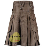 Chocolate Brown Cargo Utility Kilt For Active Men Kilt Experts