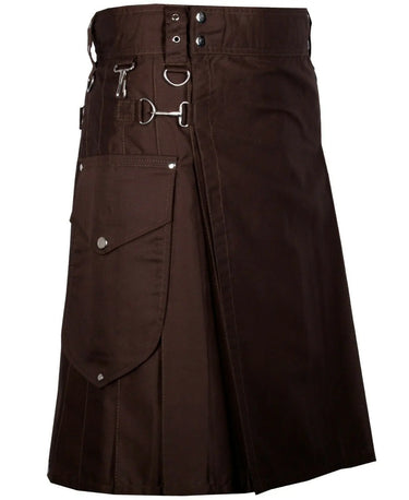 Chocolate Brown Cargo Utility Kilts For Men Kilt Experts
