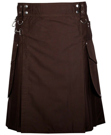 Chocolate Brown Cargo Utility Kilts For Men Kilt Experts