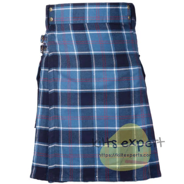 Clan Blue Tartan 16Oz Acrylic Wool Utility Kilt Kilt Experts
