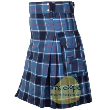 Clan Blue Tartan 16Oz Acrylic Wool Utility Kilt Kilt Experts