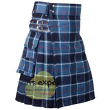 Clan Blue Tartan 16Oz Acrylic Wool Utility Kilt Kilt Experts
