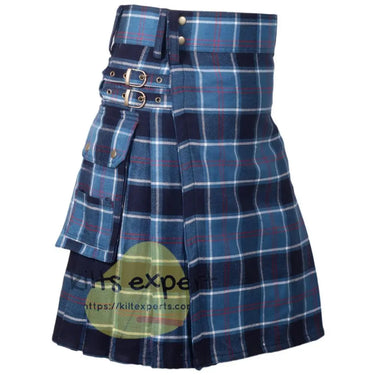 Clan Blue Tartan 16Oz Acrylic Wool Utility Kilt Kilt Experts