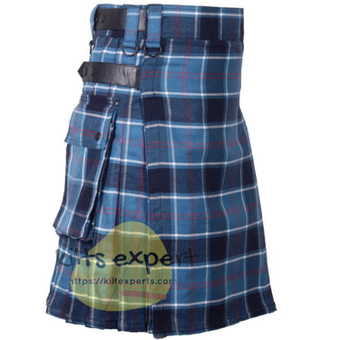 USA Navy Tartan 16oz heavy Duty Acrylic Wool Leather Straps Kilt for men Kilt Experts