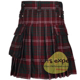 Crawford Tartan Leather Straps Utility Kilt (Available In Many Tartans) - Kilt Experts