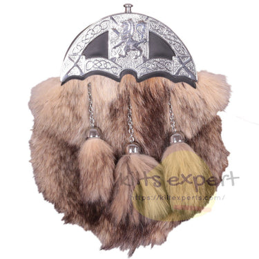 Full Dress Rampant Lion Design Cantle Sporran With Leather Belt and Chain - Kilt Experts