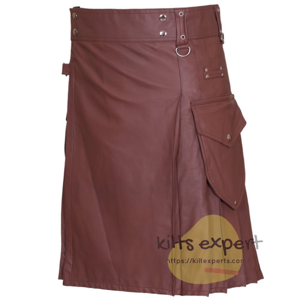 Genuine Cowhide Light Brown Leather Kilt For Men - Kilt Experts