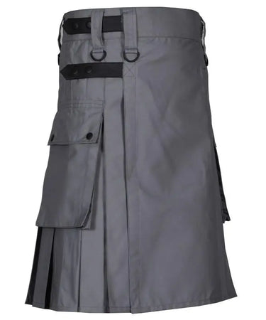 Grey Leather Straps Utility Kilt Kilt Experts