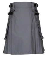 Grey Leather Straps Utility Kilt Kilt Experts