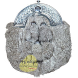 Grey Rabbit Fur 5 Teasel Sporran With Chain Belt Kilt Experts